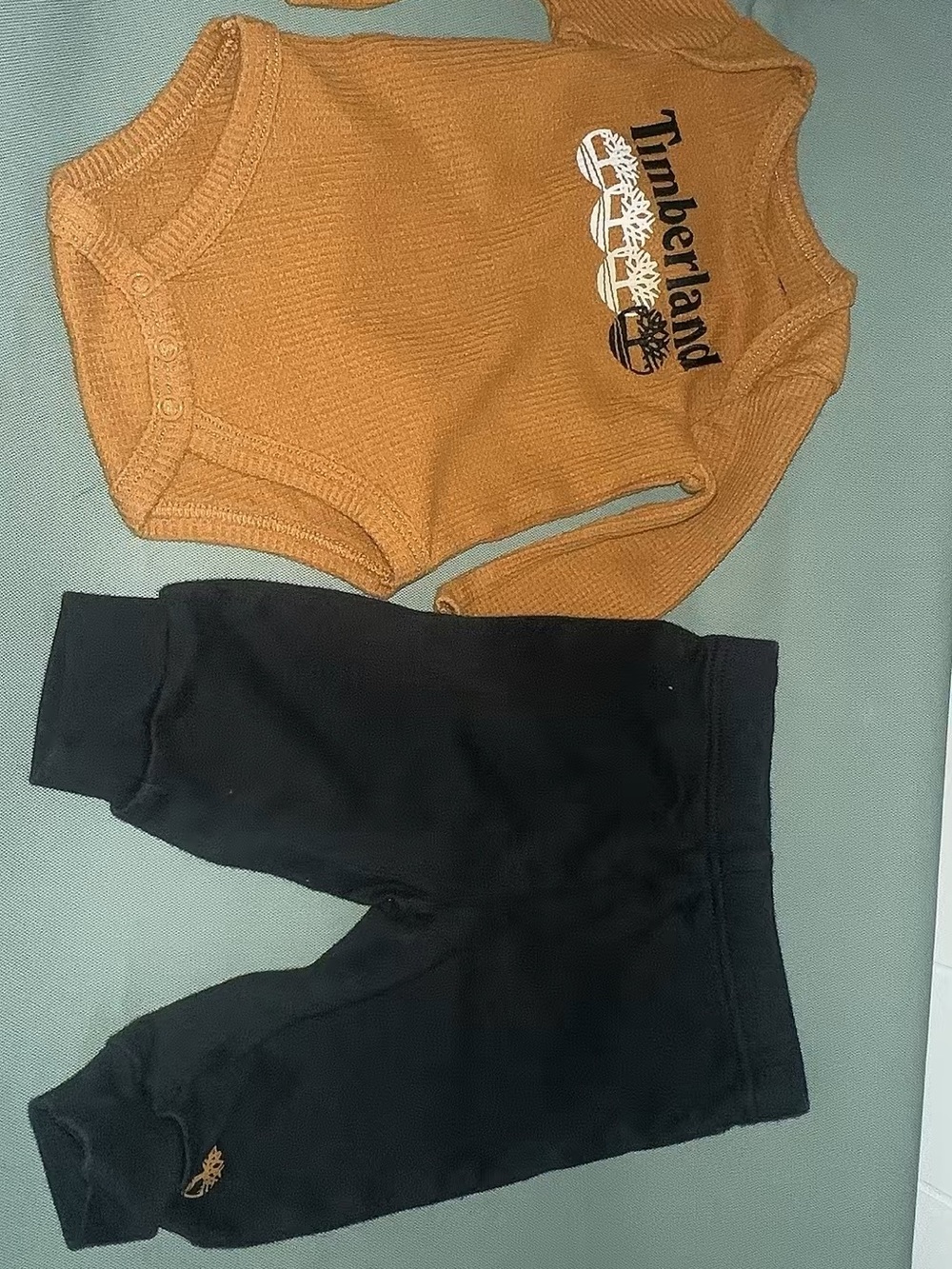 Timberland Brown Long-Sleeve One-Piece with Black Pants